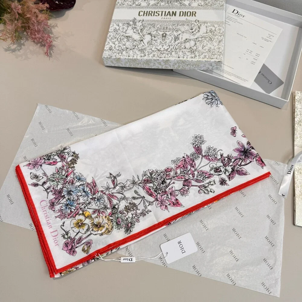 DIOR Floral Print Silk Scarf